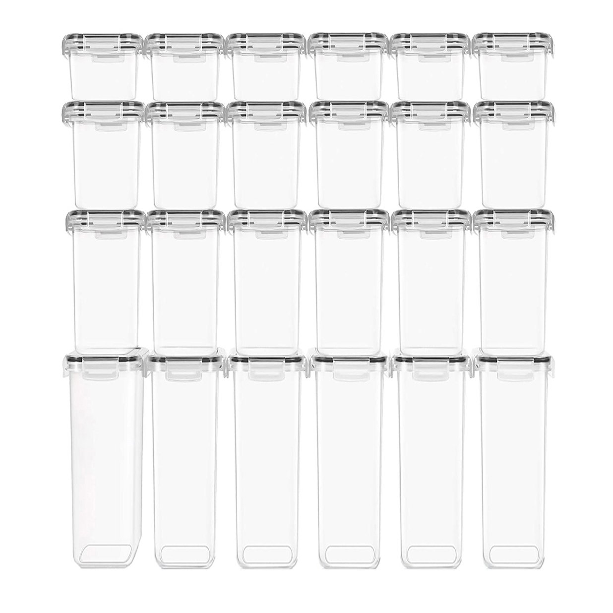 24 Pack Airtight Plastic Sugar Flour Dry Food Cereal Storage Pot & Box Kitchen Organizers Food Storage Containers Sets