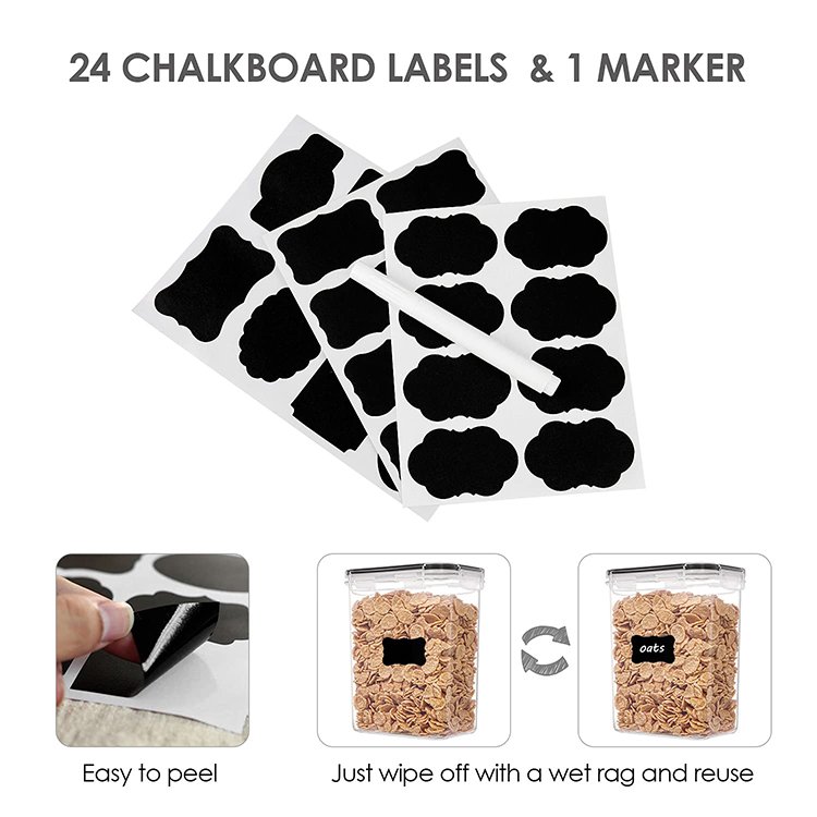24 Pack Airtight Plastic Sugar Flour Dry Food Cereal Storage Pot & Box Kitchen Organizers Food Storage Containers Sets