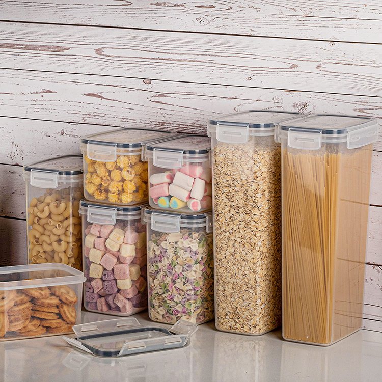 24 Pack Airtight Plastic Sugar Flour Dry Food Cereal Storage Pot & Box Kitchen Organizers Food Storage Containers Sets