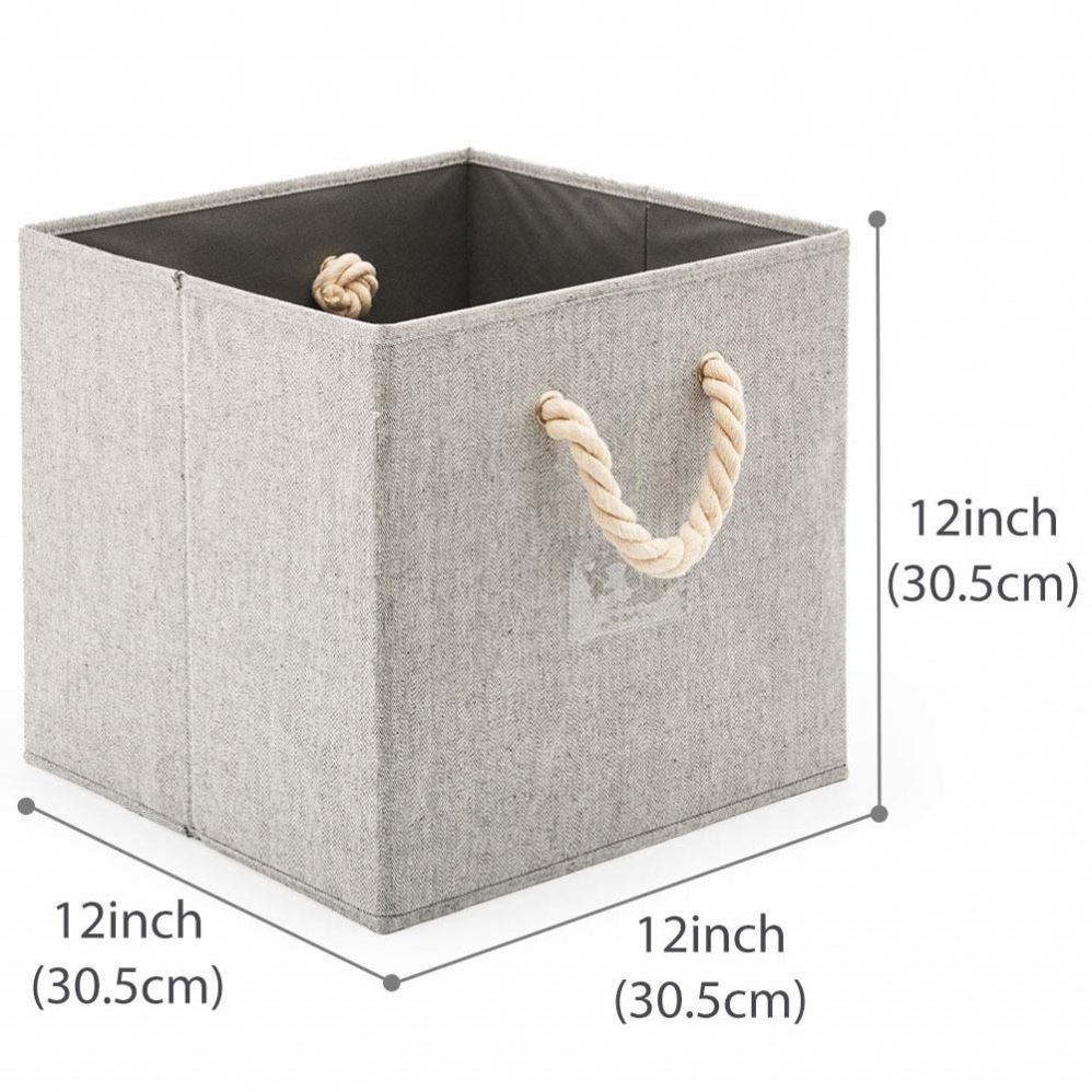 Fabric Storage Cube Bins with cotton storage box Handle collapsible canvas storage bins Organizer set of 4