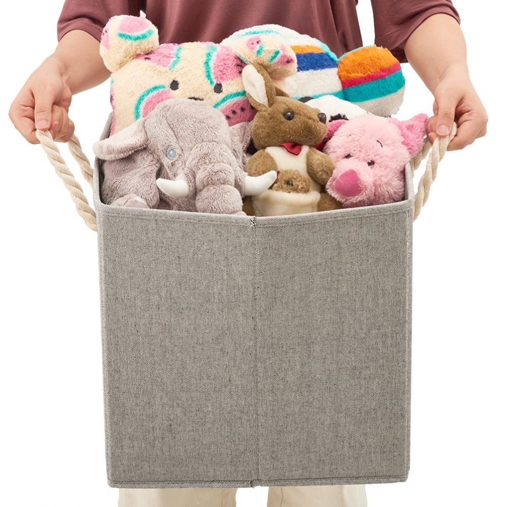 Fabric Storage Cube Bins with cotton storage box Handle collapsible canvas storage bins Organizer set of 4