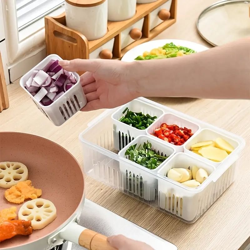 6 in 1 food storage and container refrigerator food keeping free scallion storage boxes for kitchen