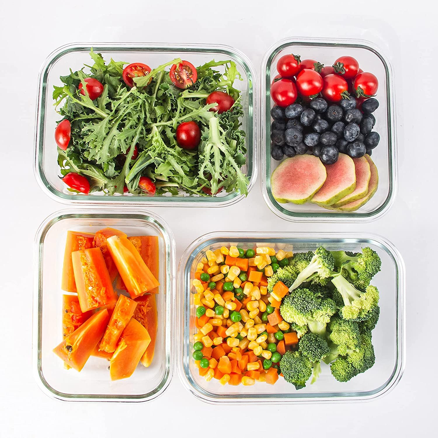 Glass Food Storage , Meal Prep Containers, Airtight Lunch Bento Boxes with Lids, BPA Free