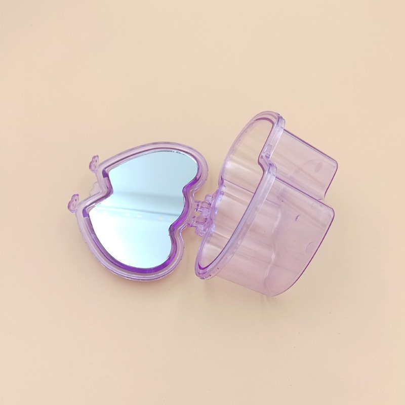 New style butterfly heart shape plastic kids cosmetic jewelry storage box with mirror candy desktop boxes for earrings rings