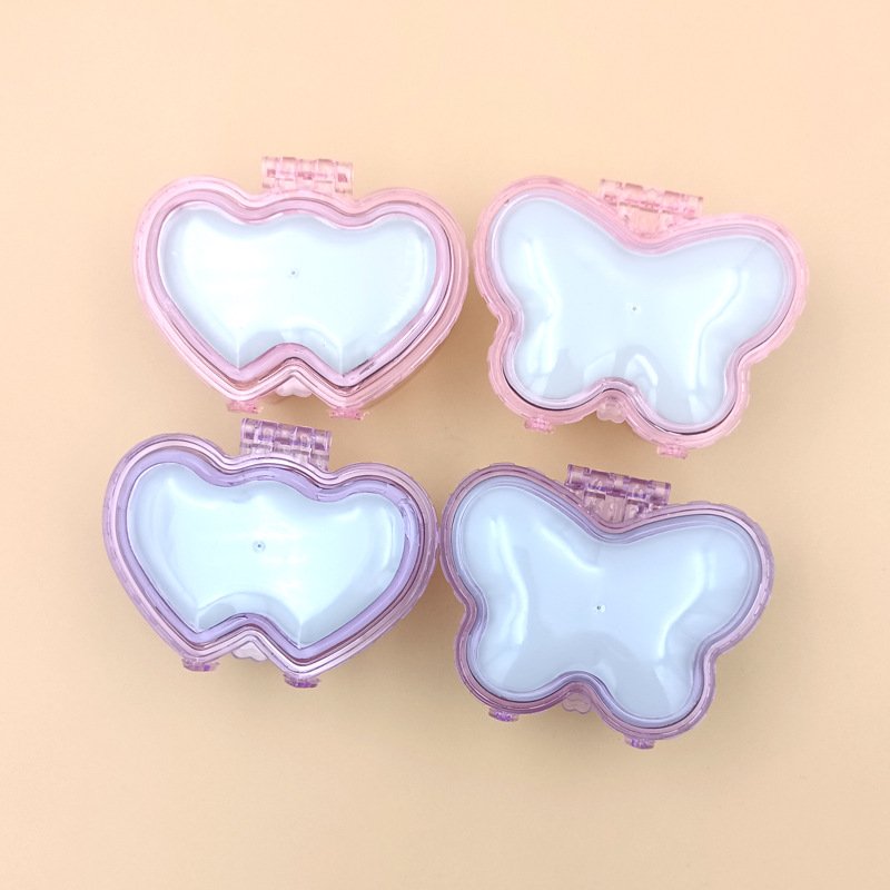 New style butterfly heart shape plastic kids cosmetic jewelry storage box with mirror candy desktop boxes for earrings rings