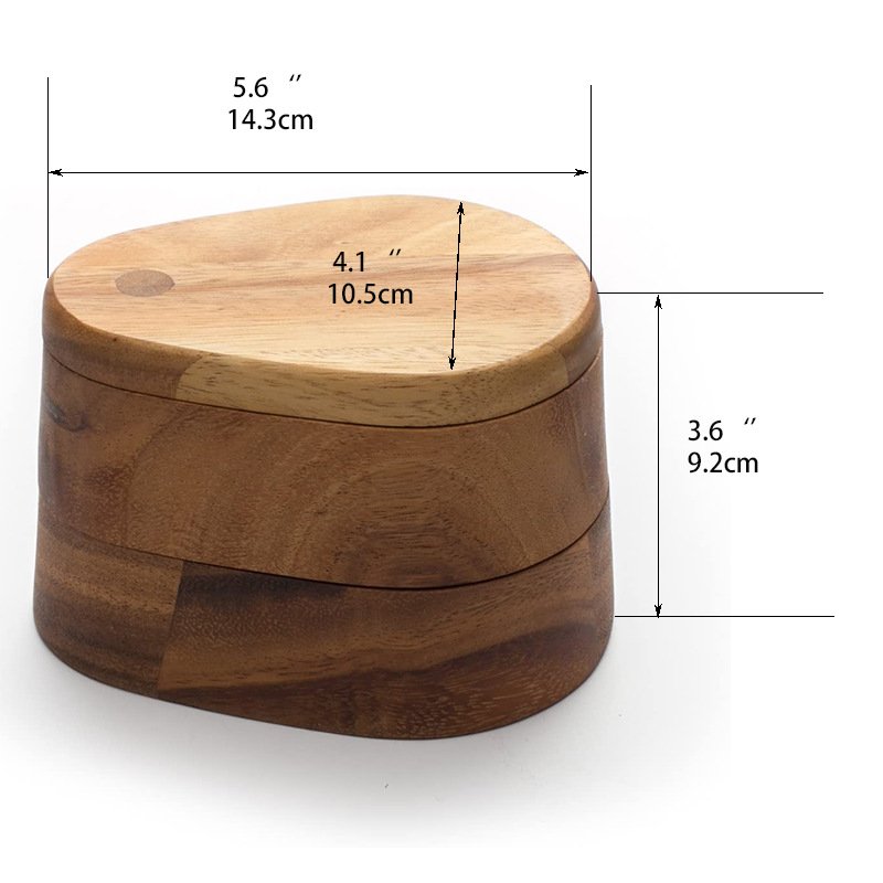 Bamboo Wood Double Swivel Salt Cellar With Magnetic Lid For Secure Strong Storage Salt, Spices, Herbs, Seasoning & More