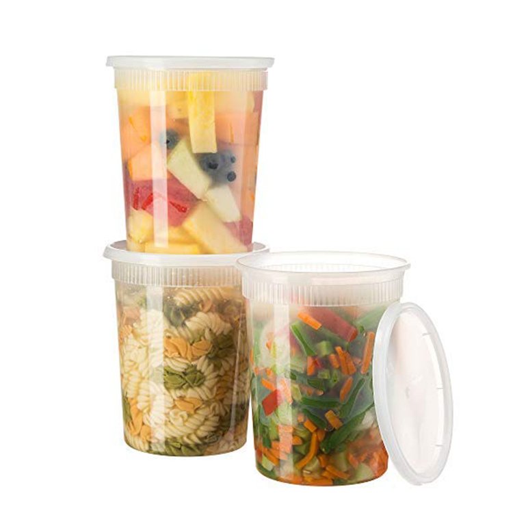 Food Grade PP disposable Injection 32oz round deli food storage containers with lids