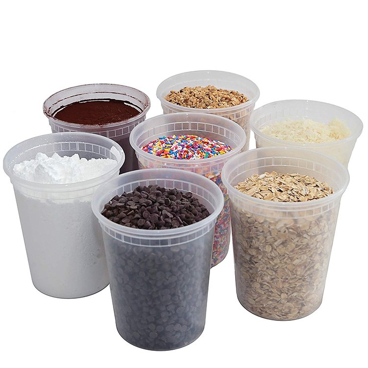 Food Grade PP disposable Injection 32oz round deli food storage containers with lids