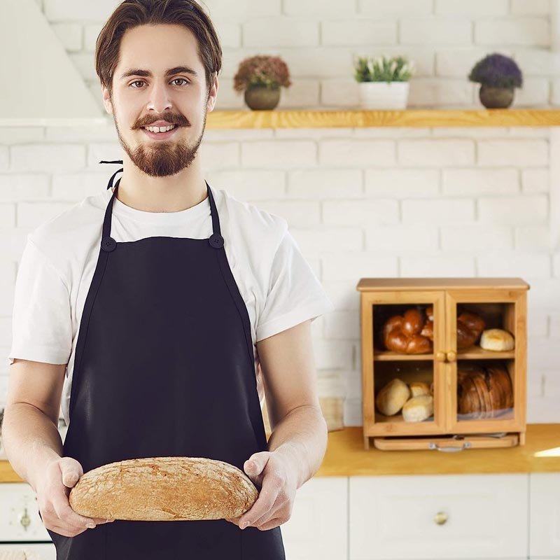 Food Storage Extra Large Container Double Layer Kitchen Use Bread Storage Box Wood Bread Box with Cutting Board Bamboo Bread Box