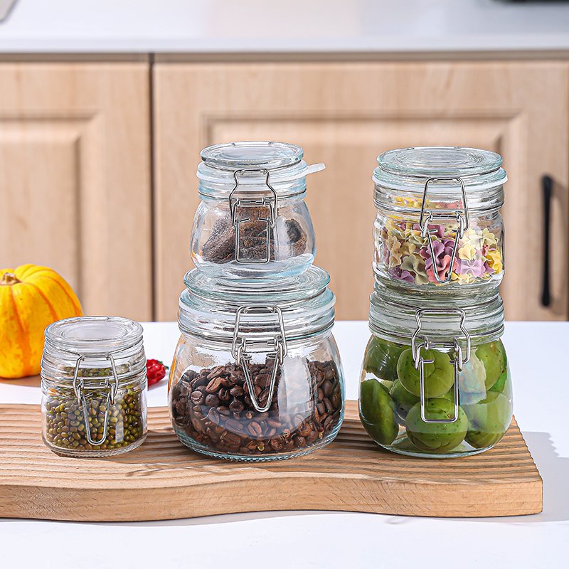 Luxury Custom Glass Canister Coffee Tea Kitchen Container Food Storage Glass Jar