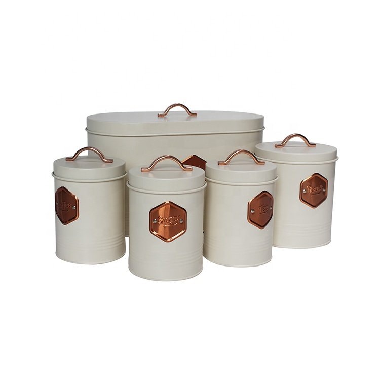 5 Piece Storage and Organization Food Container Bread Box Coffee Sugar Tea Canister Set