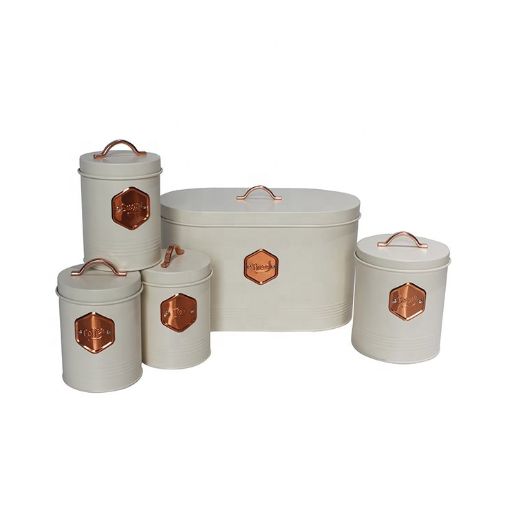 5 Piece Storage and Organization Food Container Bread Box Coffee Sugar Tea Canister Set
