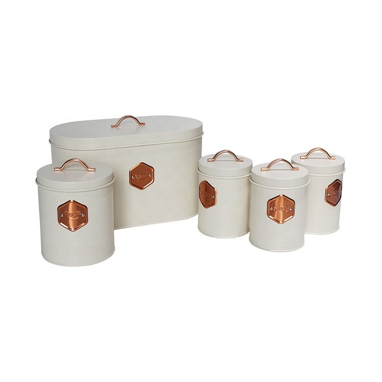 5 Piece Storage and Organization Food Container Bread Box Coffee Sugar Tea Canister Set