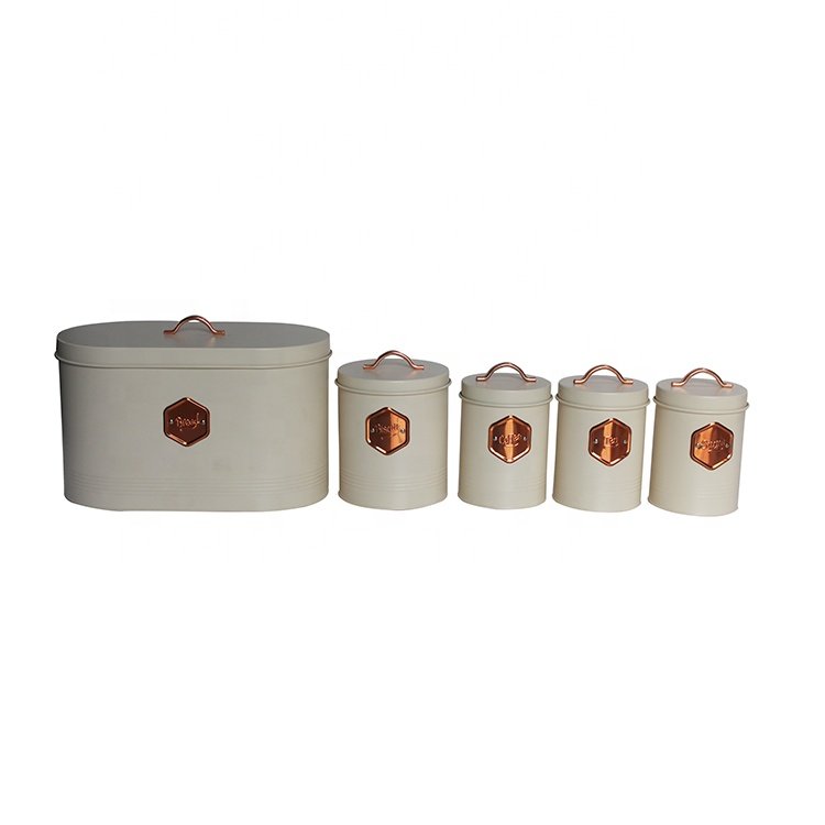 5 Piece Storage and Organization Food Container Bread Box Coffee Sugar Tea Canister Set