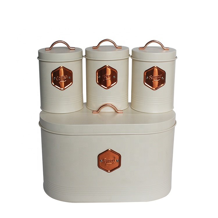 5 Piece Storage and Organization Food Container Bread Box Coffee Sugar Tea Canister Set