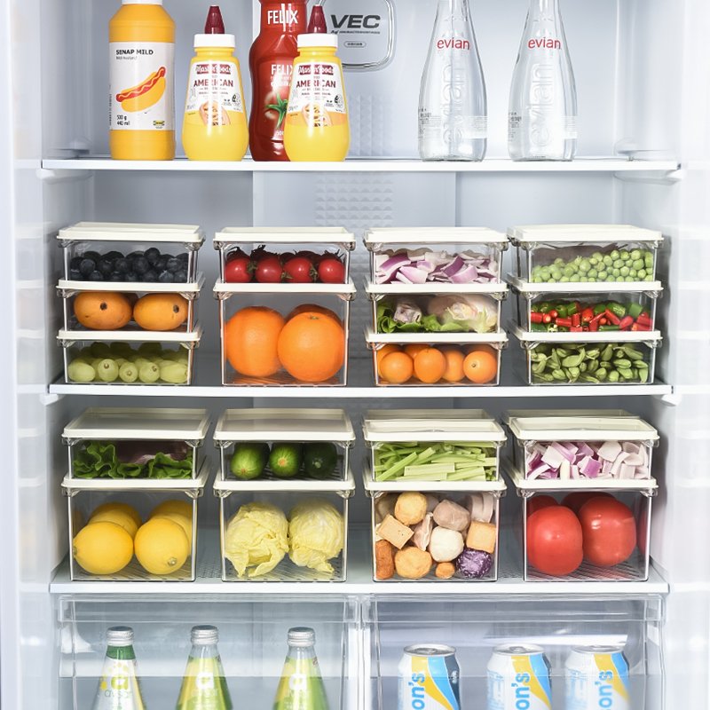 Household Refrigerator Fresh-keeping Box Kitchen with Cover Washing Fruit and Vegetable Basket Plastic Storage Box