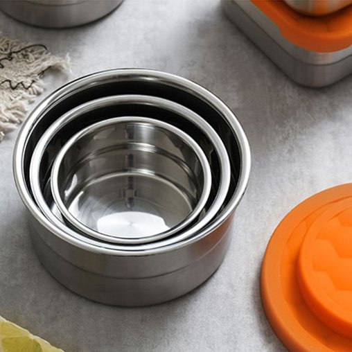 Baming 180ml/380ml/600ml/900ml Kids Reusable Snack Food Storage Container Outdoor 304 Stainless Steel Camping Lunch Box
