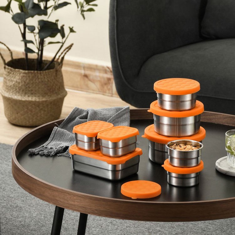 Baming 180ml/380ml/600ml/900ml Kids Reusable Snack Food Storage Container Outdoor 304 Stainless Steel Camping Lunch Box