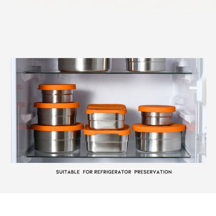 Baming 180ml/380ml/600ml/900ml Kids Reusable Snack Food Storage Container Outdoor 304 Stainless Steel Camping Lunch Box