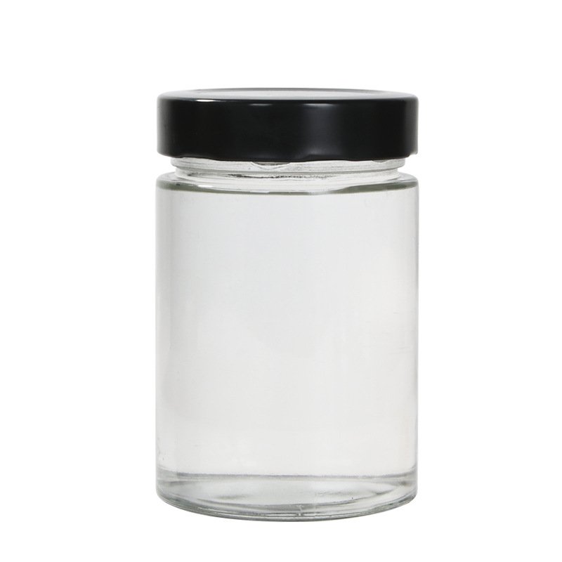 Wide Mouth Food Storage Container Jam Butter Honey Straight Side Glass Jar With Airtight Metal Screw Lid