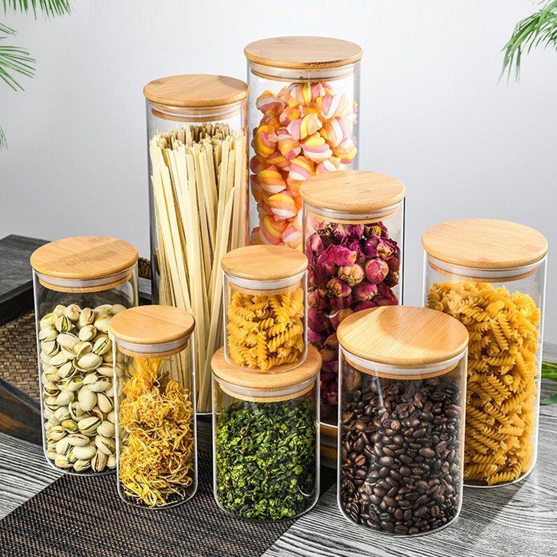Custom Modern minimalist style kitchenware stash jar High Borosilicate Glass food storage glass container Storage Jars With Lids