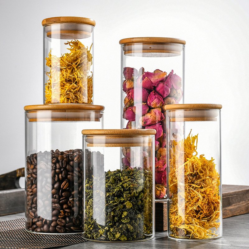Custom Modern minimalist style kitchenware stash jar High Borosilicate Glass food storage glass container Storage Jars With Lids