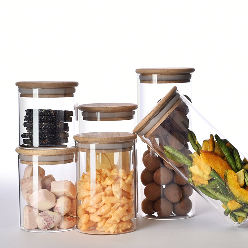 Custom Modern minimalist style kitchenware stash jar High Borosilicate Glass food storage glass container Storage Jars With Lids