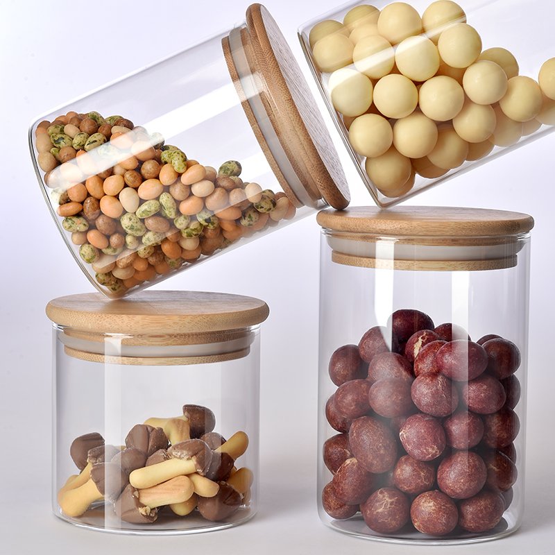 Custom Modern minimalist style kitchenware stash jar High Borosilicate Glass food storage glass container Storage Jars With Lids