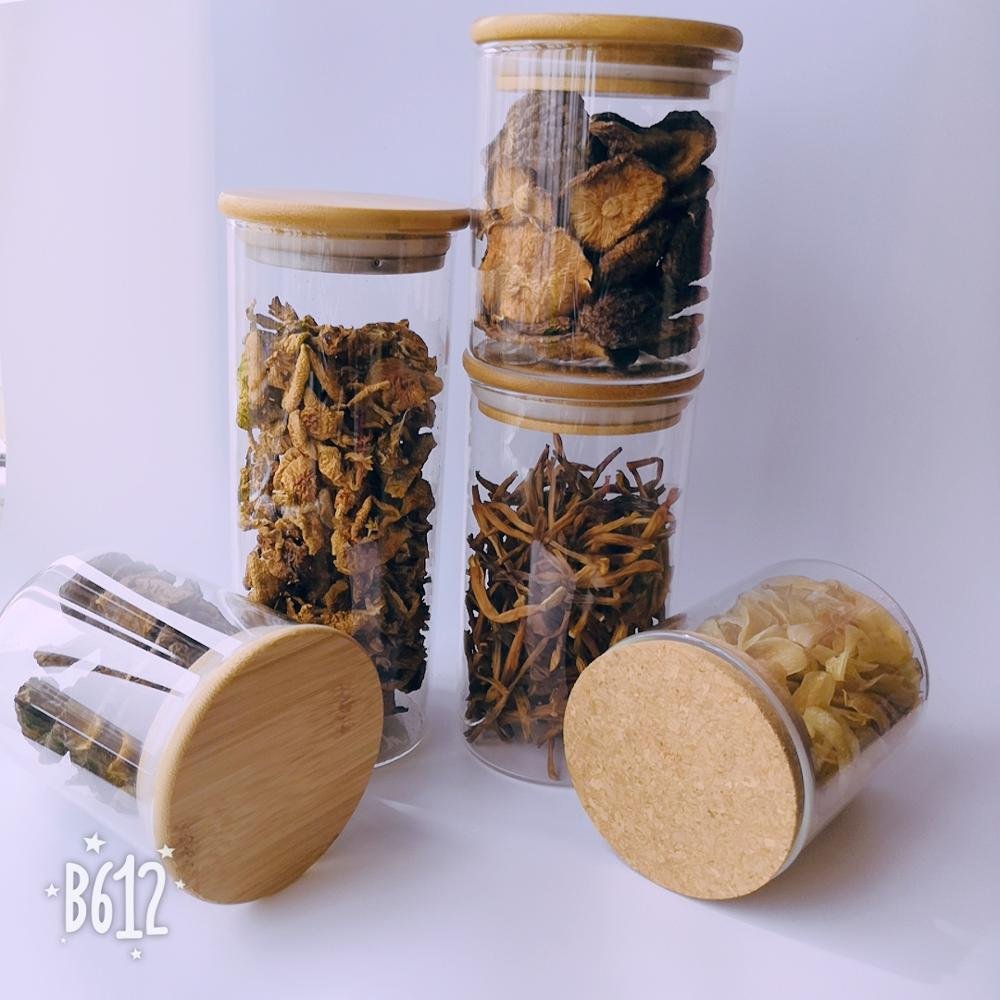 26oz high transparency glass jar with cork lid for food storage