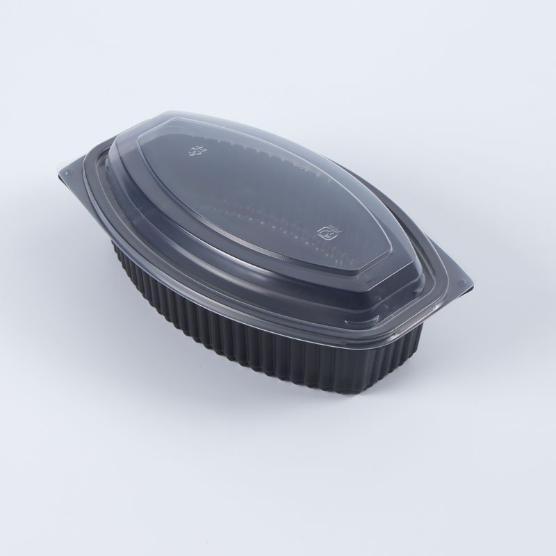 Oval with 1 Compartment Classy Black Base Crystal Clear Lid Durable Leak proof Perfect for Healthy Food Storage & Delivery