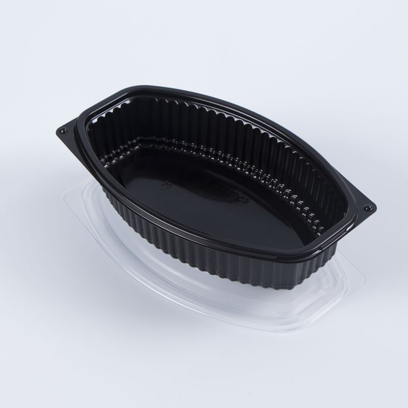 Oval with 1 Compartment Classy Black Base Crystal Clear Lid Durable Leak proof Perfect for Healthy Food Storage & Delivery