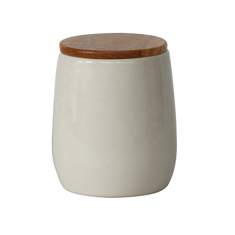 3 pieces white Food storage Containers kitchen tea sugar coffee canisters sets with wood lid