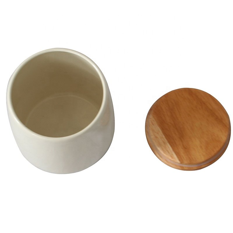 3 pieces white Food storage Containers kitchen tea sugar coffee canisters sets with wood lid