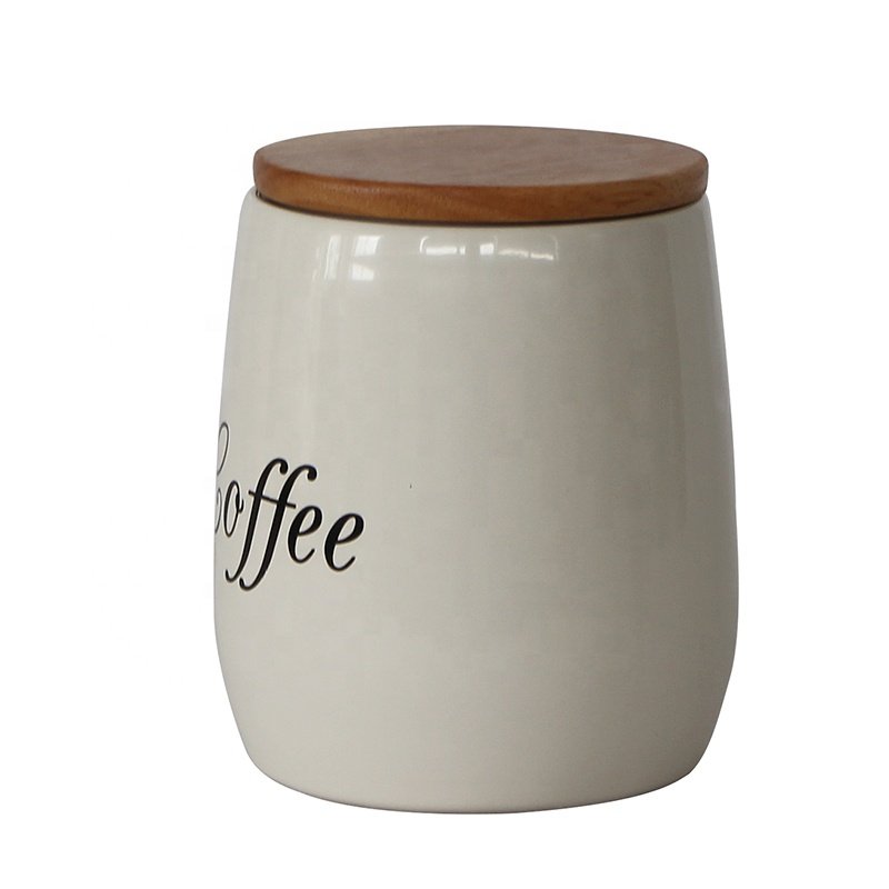 3 pieces white Food storage Containers kitchen tea sugar coffee canisters sets with wood lid
