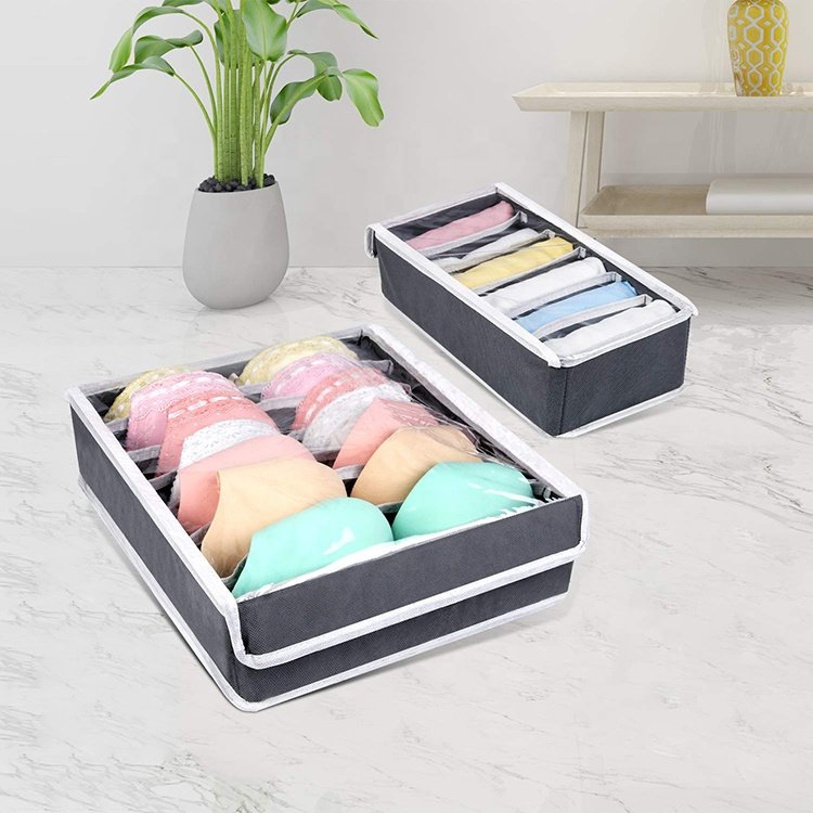 Sock Organizers Drawer Boxes Folding Socks Divided Storage Box With Lids