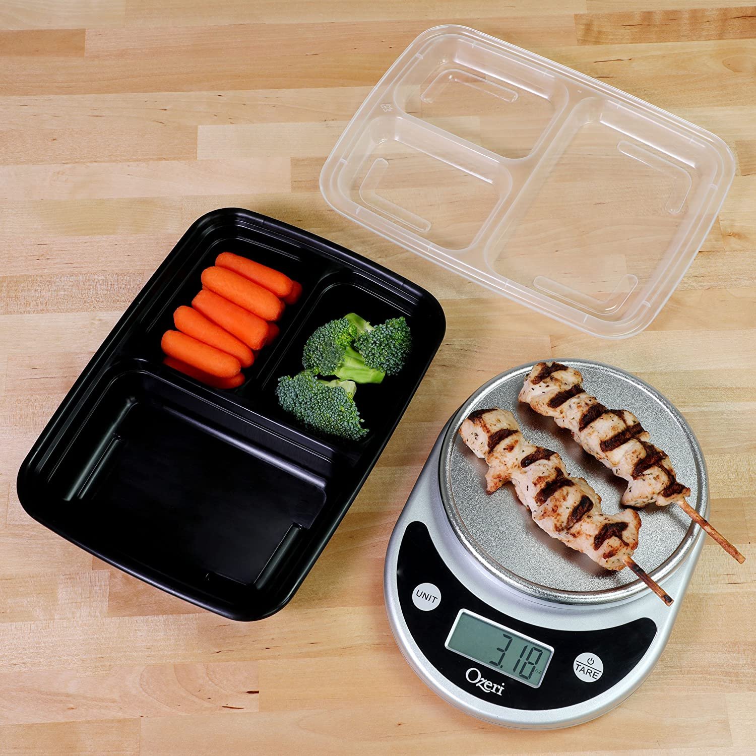 1000ml Disposable Microwavable Food Storage Meal Prep Containers Plastic Food Container With 3 Compartments