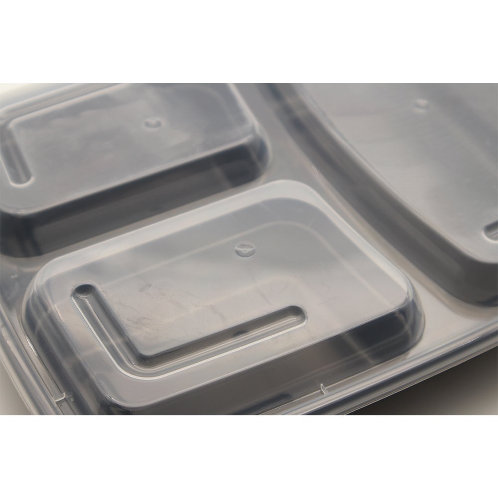 1000ml Disposable Microwavable Food Storage Meal Prep Containers Plastic Food Container With 3 Compartments