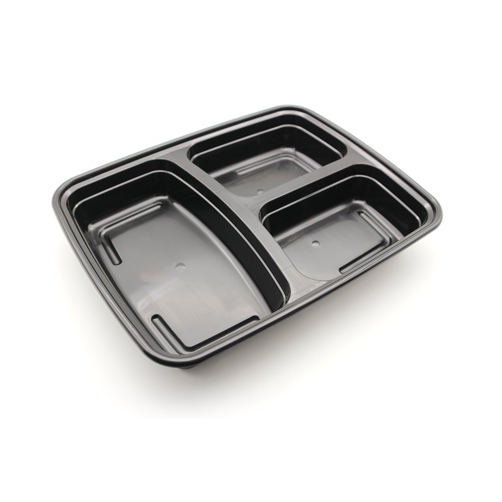 1000ml Disposable Microwavable Food Storage Meal Prep Containers Plastic Food Container With 3 Compartments