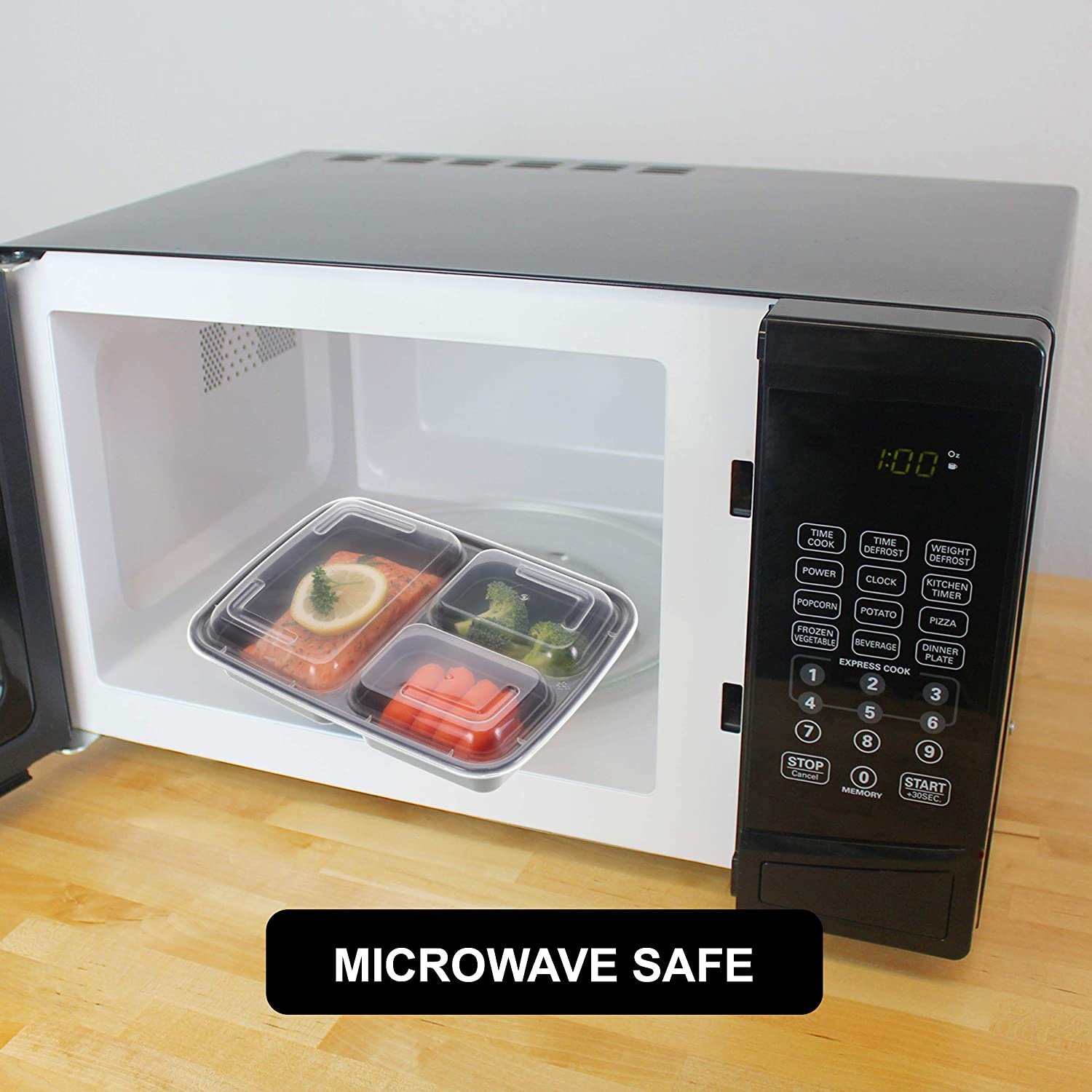 1000ml Disposable Microwavable Food Storage Meal Prep Containers Plastic Food Container With 3 Compartments