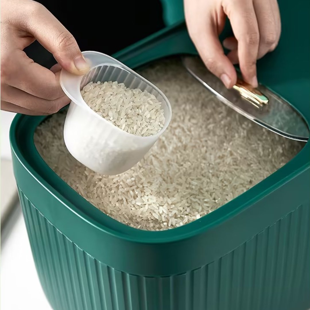 5KG Rice Storage Container With Lids Airtight Rice Dispenser Dry Food Cereal Grain Food Storage Bucket for Home Kitchen Storage