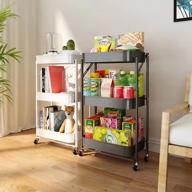 Kitchen Storage Rolling Bar Cart Bookshelf Organizer Serving Trolley Cart for Home Food Storage & Container Product