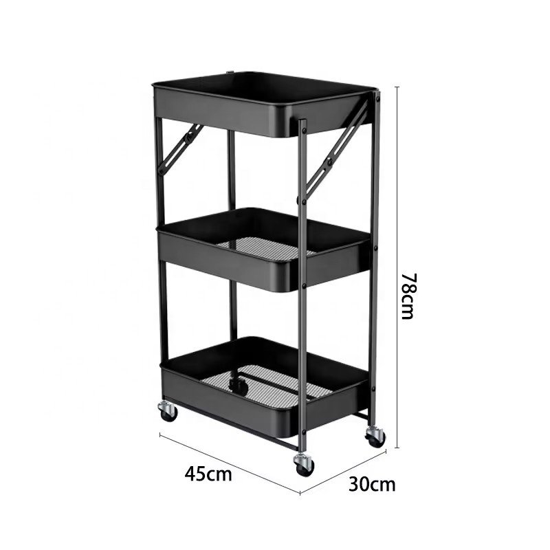 Kitchen Storage Rolling Bar Cart Bookshelf Organizer Serving Trolley Cart for Home Food Storage & Container Product