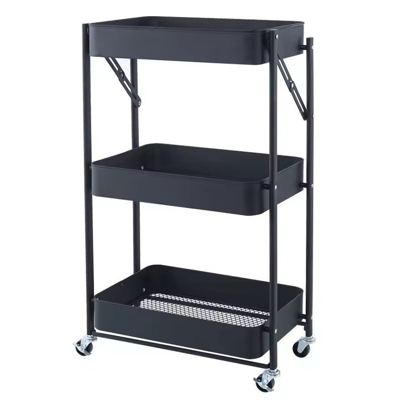 Kitchen Storage Rolling Bar Cart Bookshelf Organizer Serving Trolley Cart for Home Food Storage & Container Product