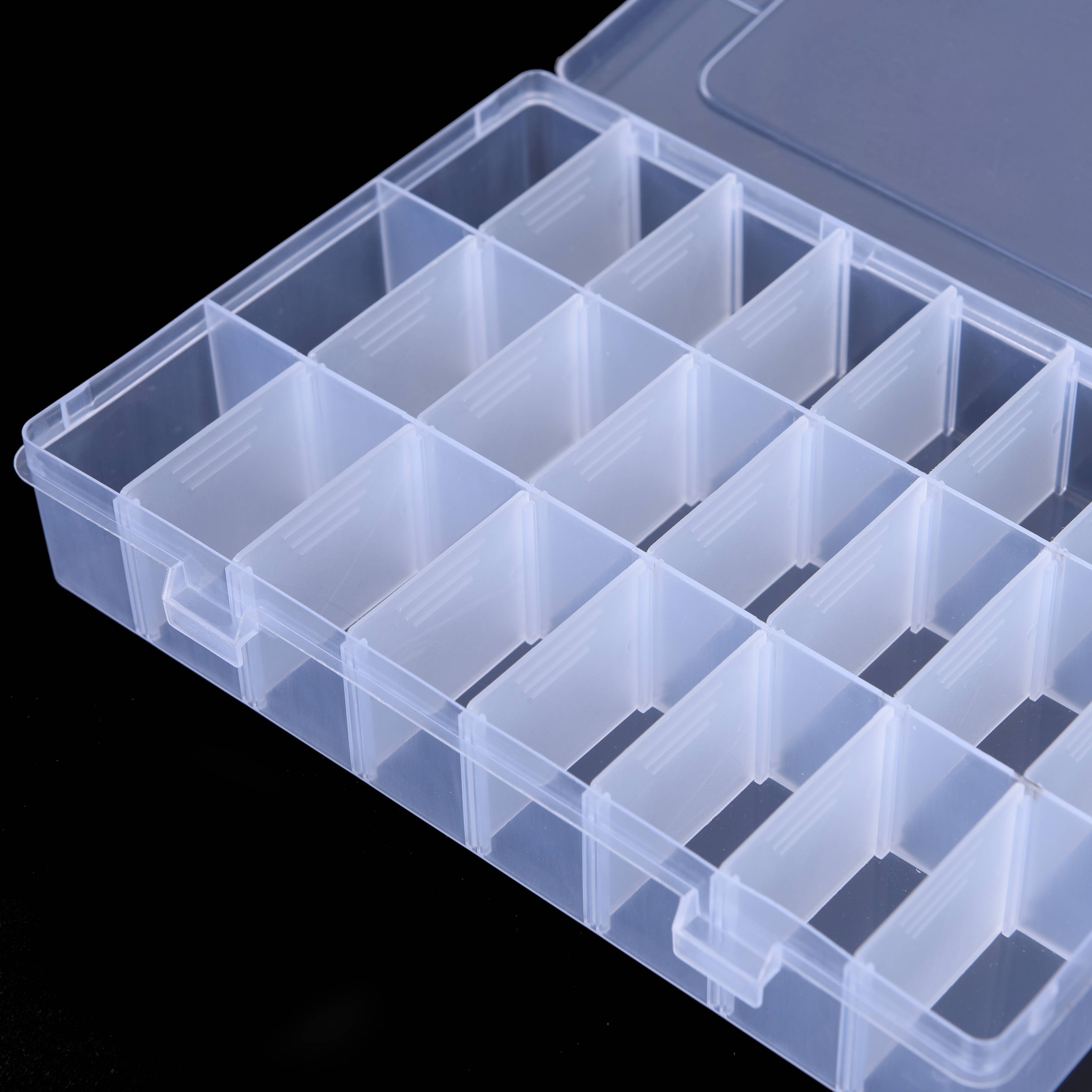 Hot sale 24 Grids Compartment Parts Transparent Component parts pill Plastic Storage Box