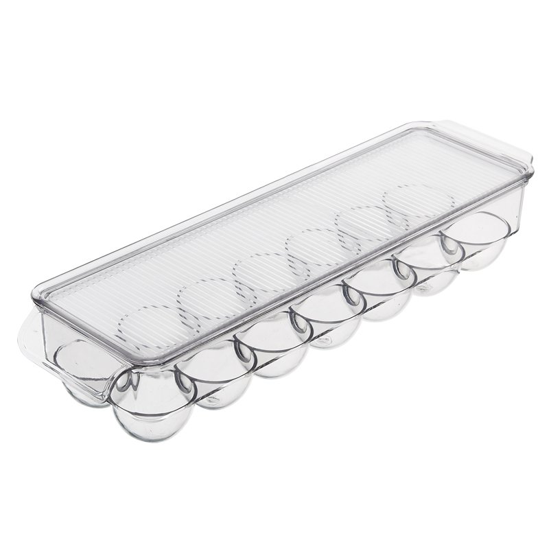 Transparent 14pcs Egg Tray Holder Refrigerator Storage Box Food Storage Container Organizer Bins Kitchen Container with Lid