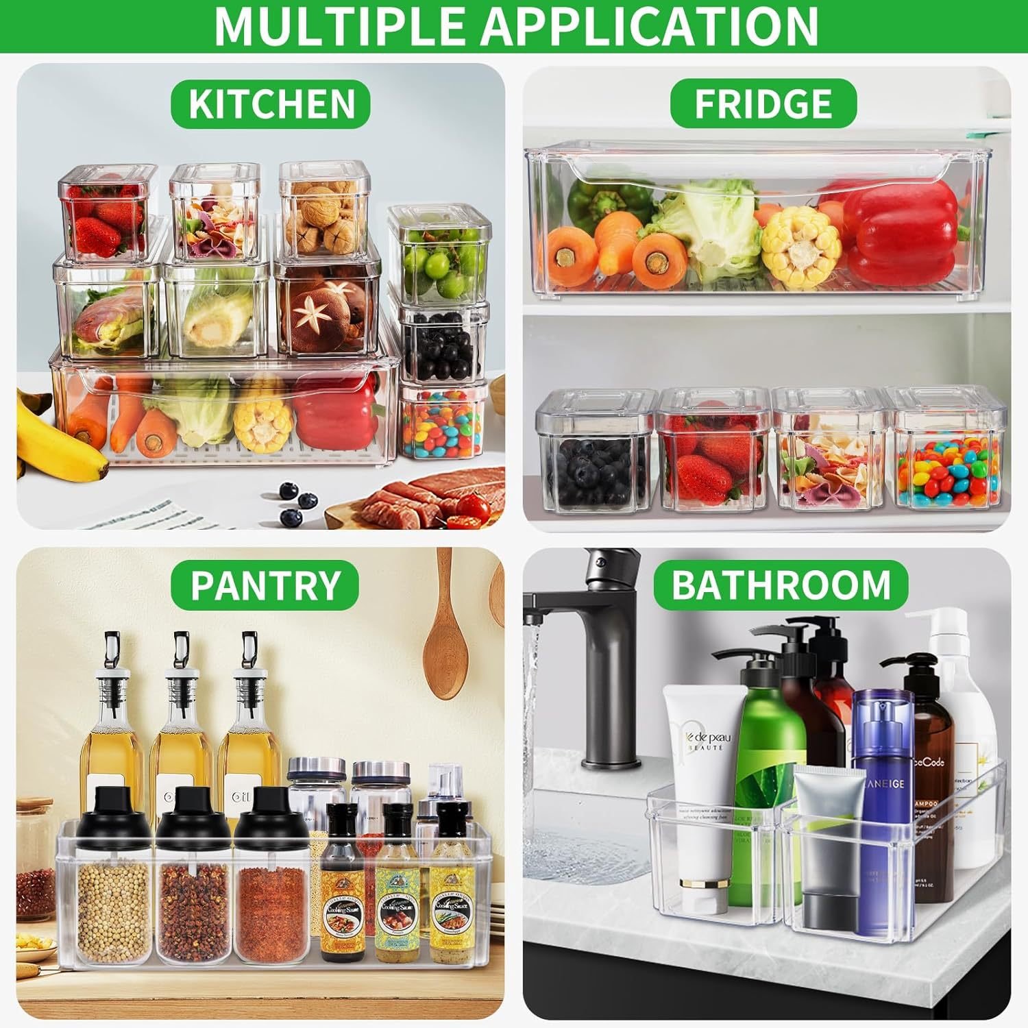Plastic Refrigerator Vegetable Food Storage Box Container Pantry Fridge Storage containers