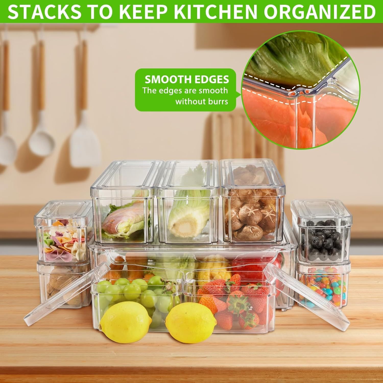 Plastic Refrigerator Vegetable Food Storage Box Container Pantry Fridge Storage containers