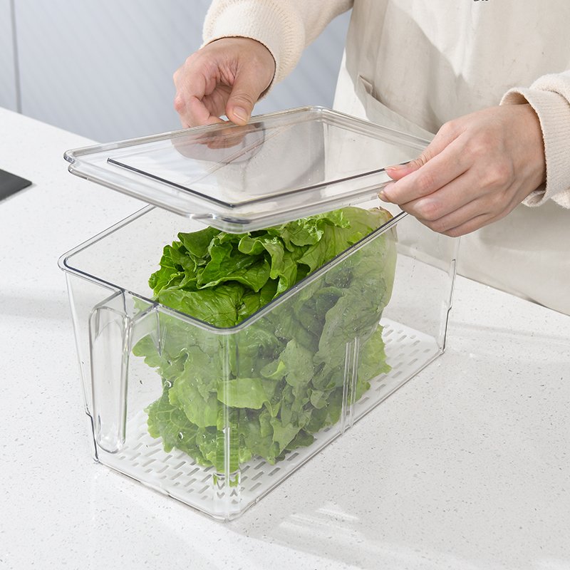 Wholesale Stackable Fridge Organizer Drain Fresh-keeping Box Food Container Refrigerator Organizer Bins Food Storage Bins