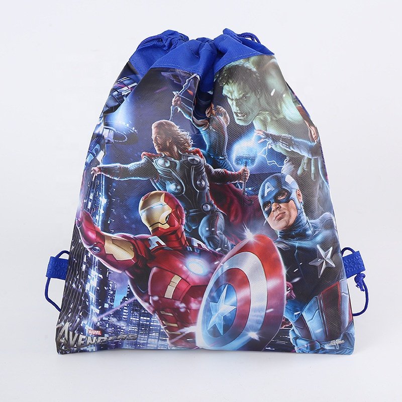 Non woven printed belt pocket drawstring bag toy storage bag Party backpack