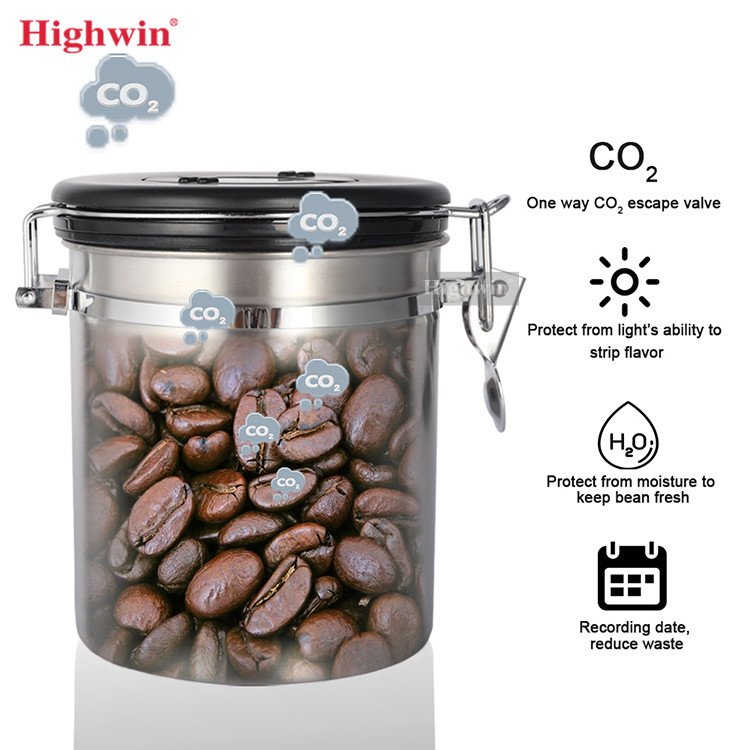Highwin Kitchen Canisters Plastic Lid Food Storage Jar Coffee Container